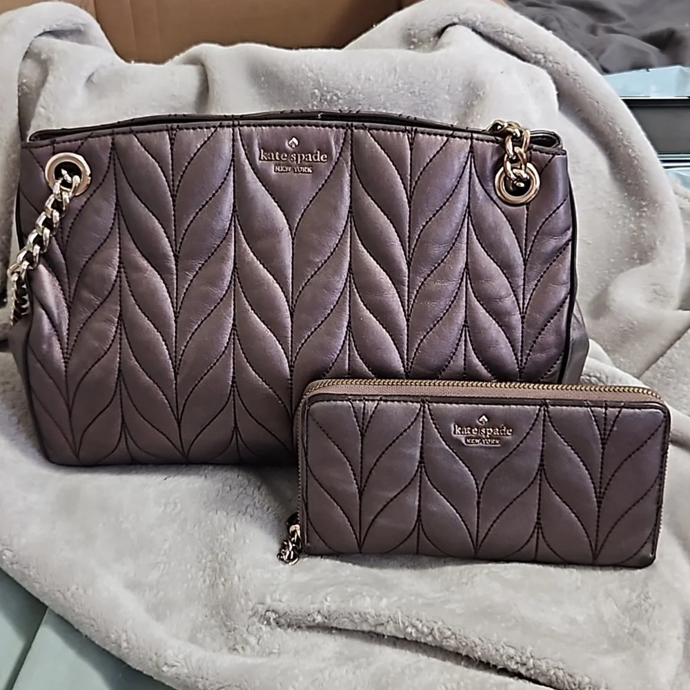 Kate Spade Metallic Oak Briar Lane Quilted Convertible Bag And Matching … - Picture 1 of 12